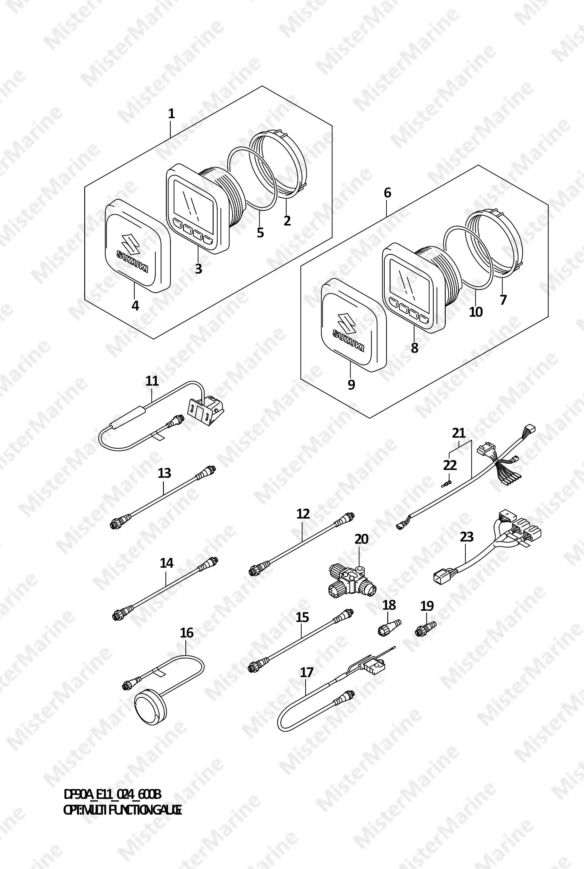 FIG.600B (1-J-15) OPT:MULTI FUNCTION GAUGE (DF70ATH,DF90ATH)