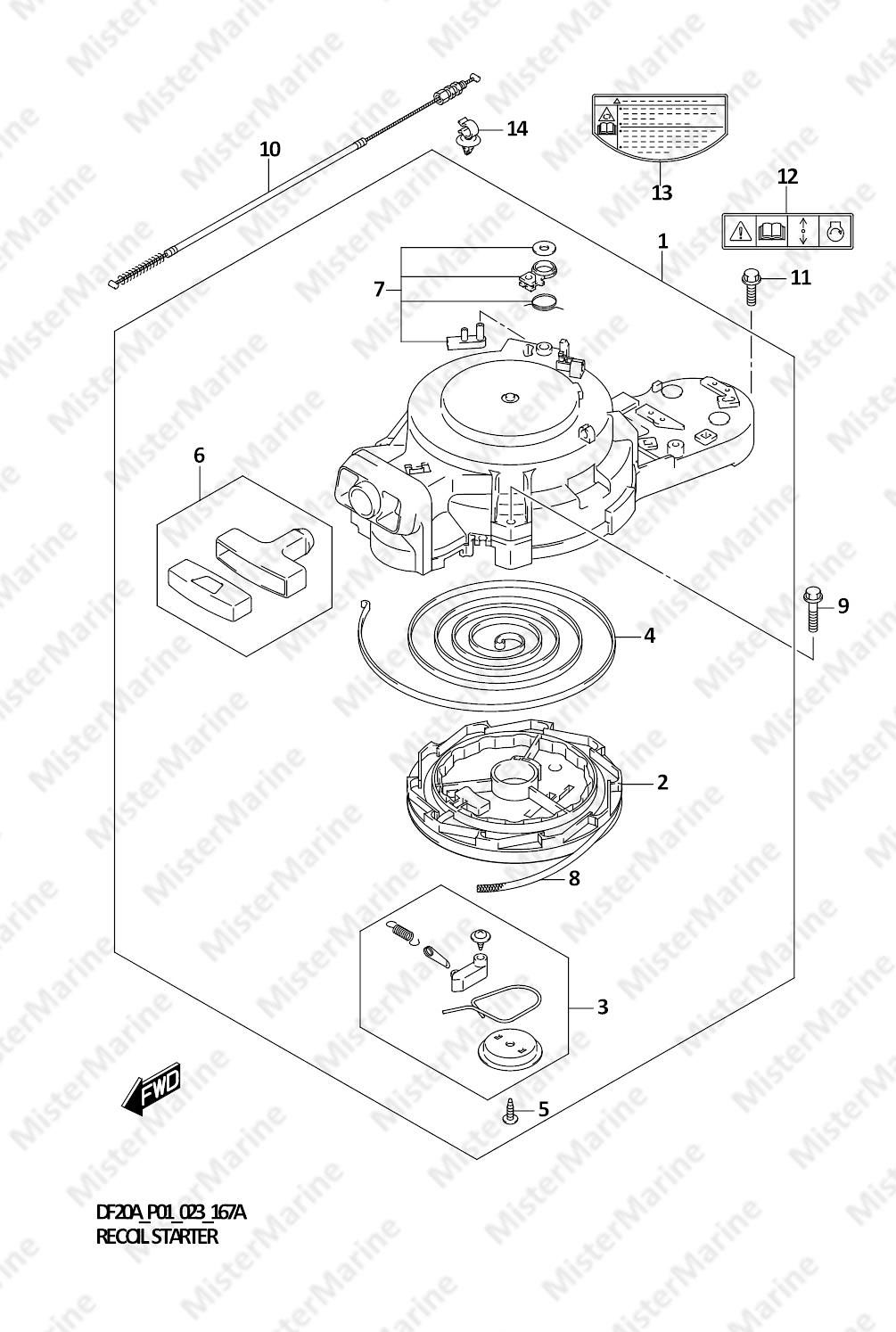 FIG.167A (1-C-8) RECOIL STARTER (SEE NOTE)