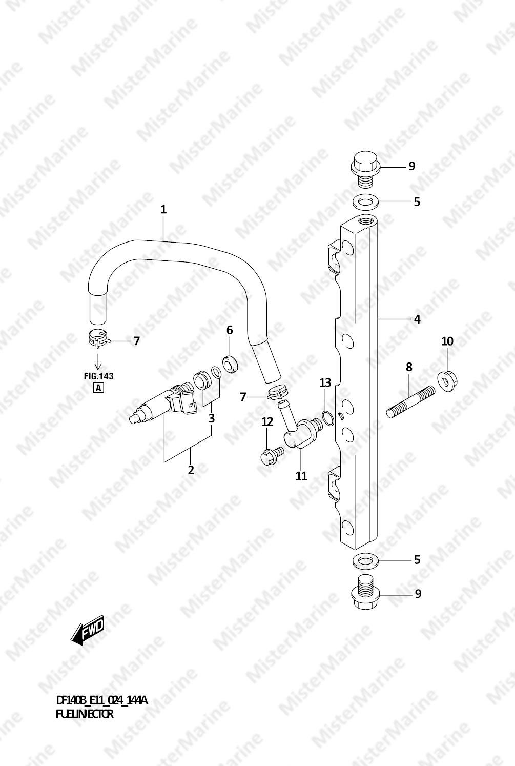FIG.144A (1-B-16) FUEL INJECTOR (E01,E03,E11)