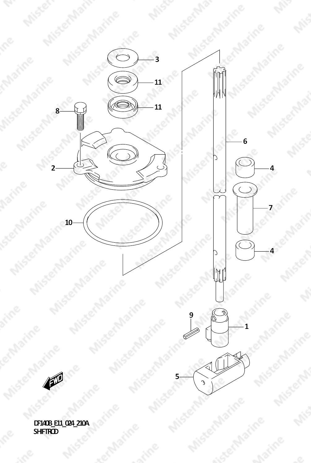 FIG.210A (1-C-12) SHIFT ROD (DF140BT,DF115BT,DF115BSS,DF100C)