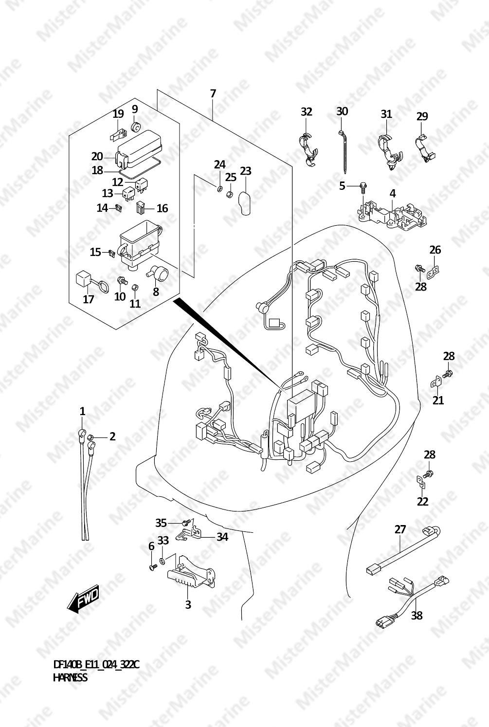 FIG.322C (1-D-13) HARNESS (DF115BSS)