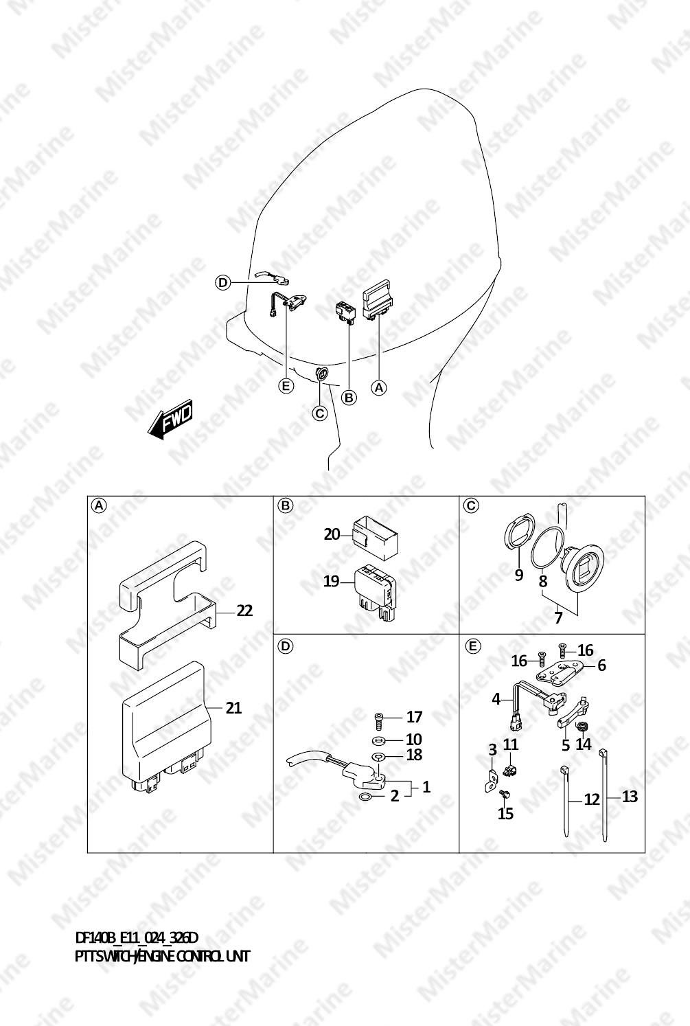 FIG.326D (1-E-3) PTT SWITCH/ENGINE CONTROL UNIT (DF115BSS)