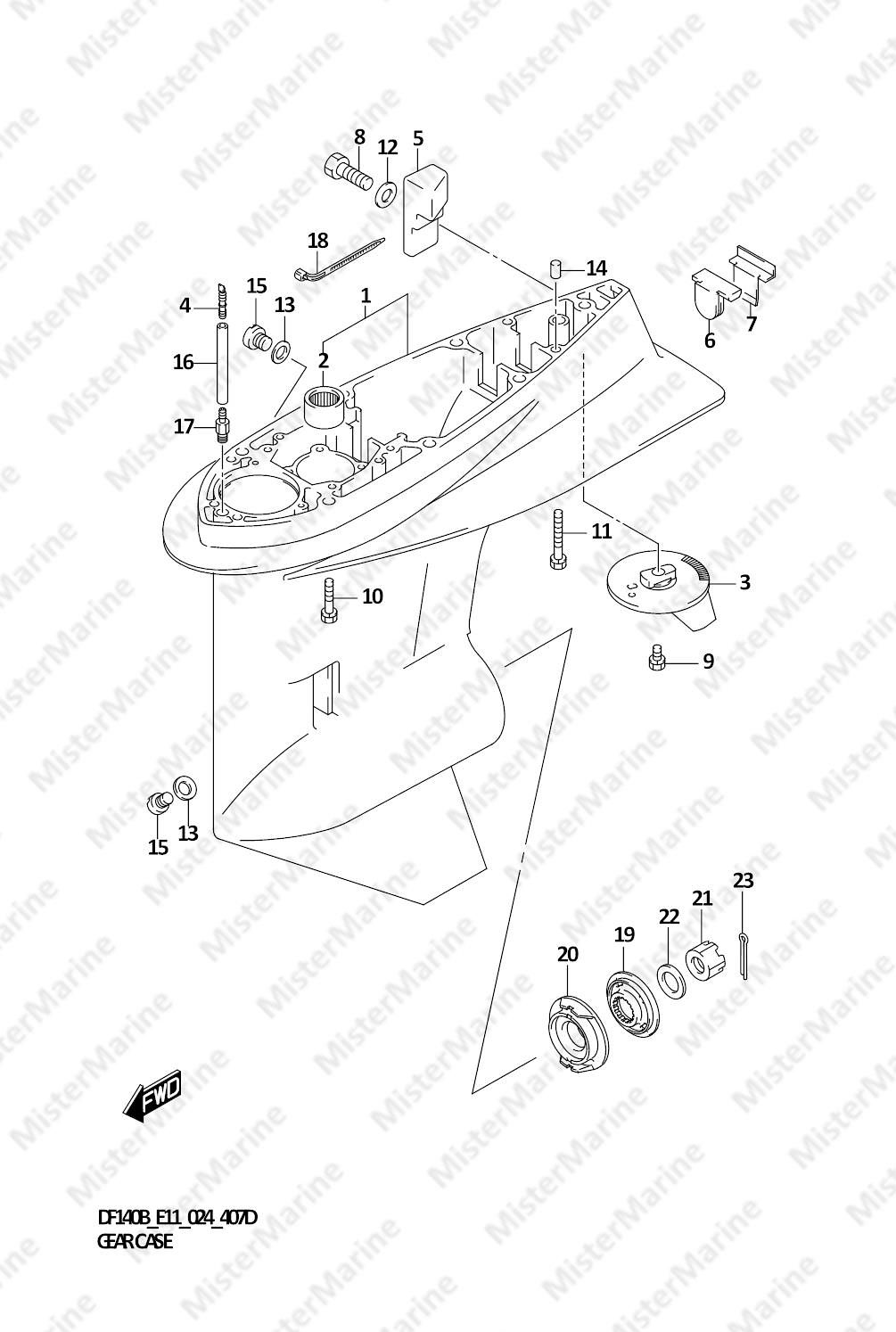 FIG.407D (1-F-11) GEAR CASE (DF115BSS)