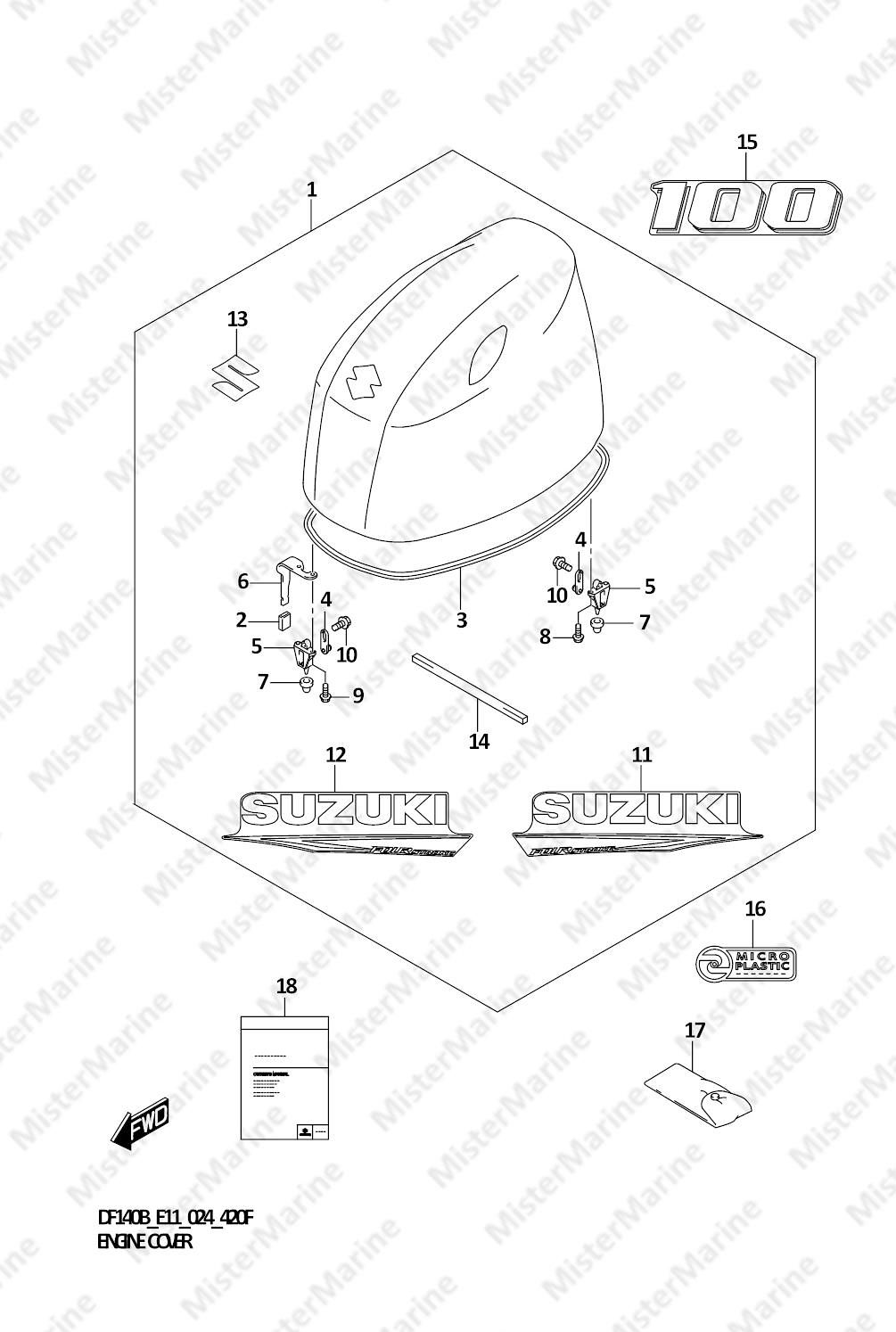 FIG.420F (1-G-8) ENGINE COVER (DF100C)