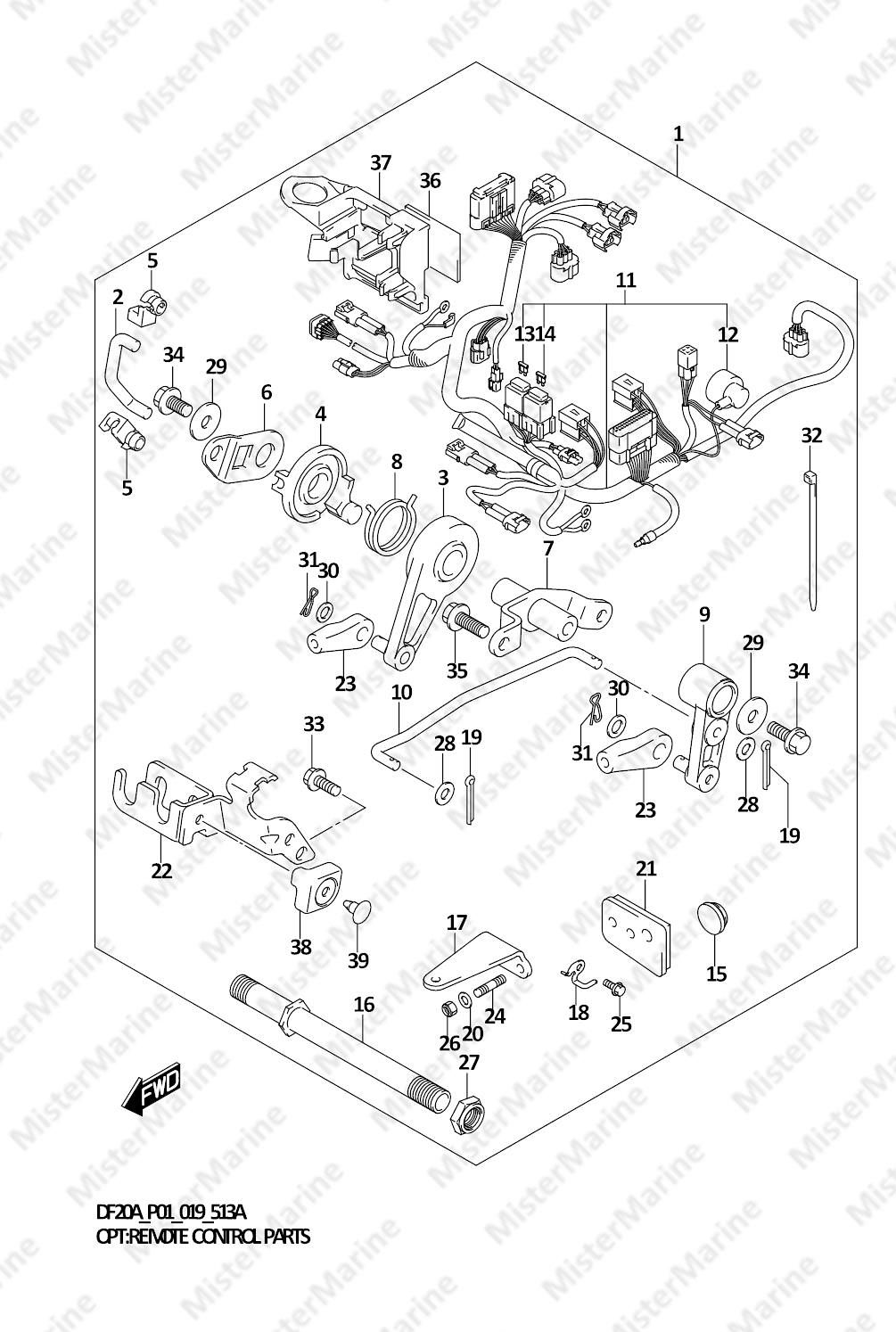 FIG.513A (1-I-14) OPT:REMOTE CONTROL PARTS (DF9.9B)(DF15A)(DF20A)