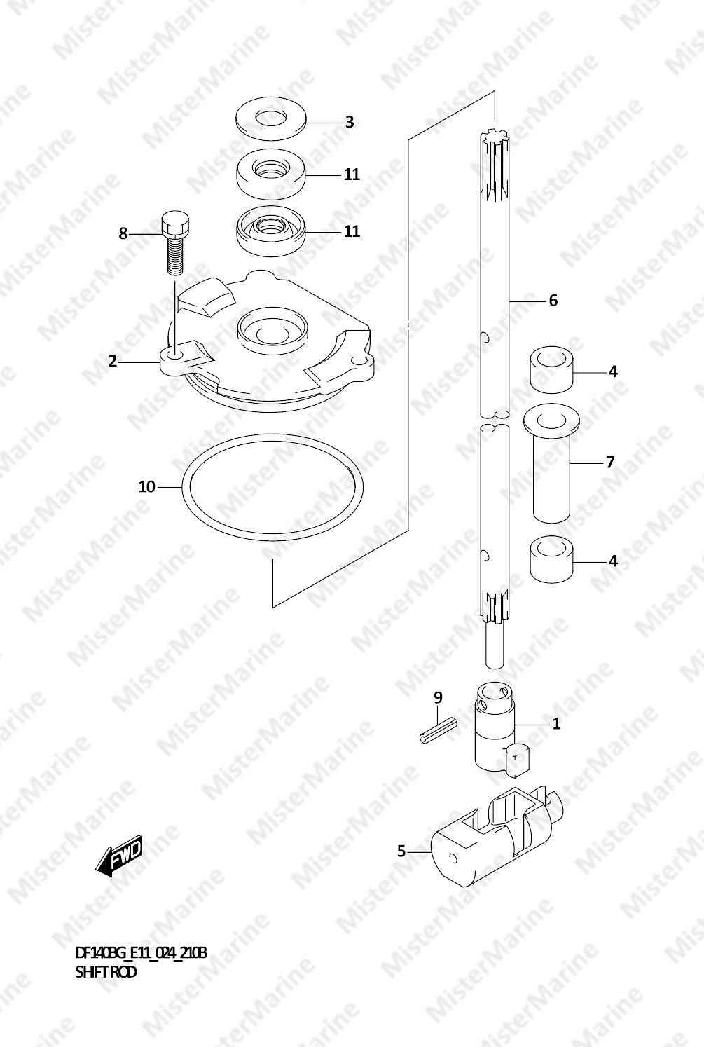 FIG.210B (1-C-14) SHIFT ROD (DF115BZG,DF140BZG)