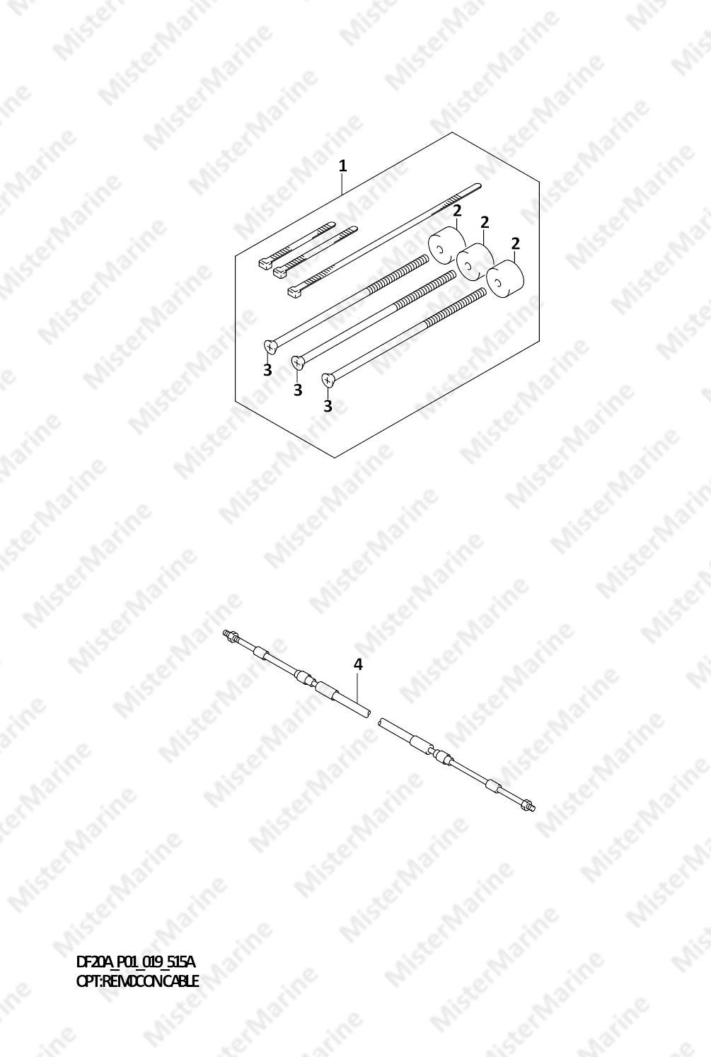 FIG.515A (1-J-2) OPT:REMOCON CABLE (DF9.9B)(DF9.9BR)(DF9.9BT)(DF15A)(DF15AR)(DF15AT)