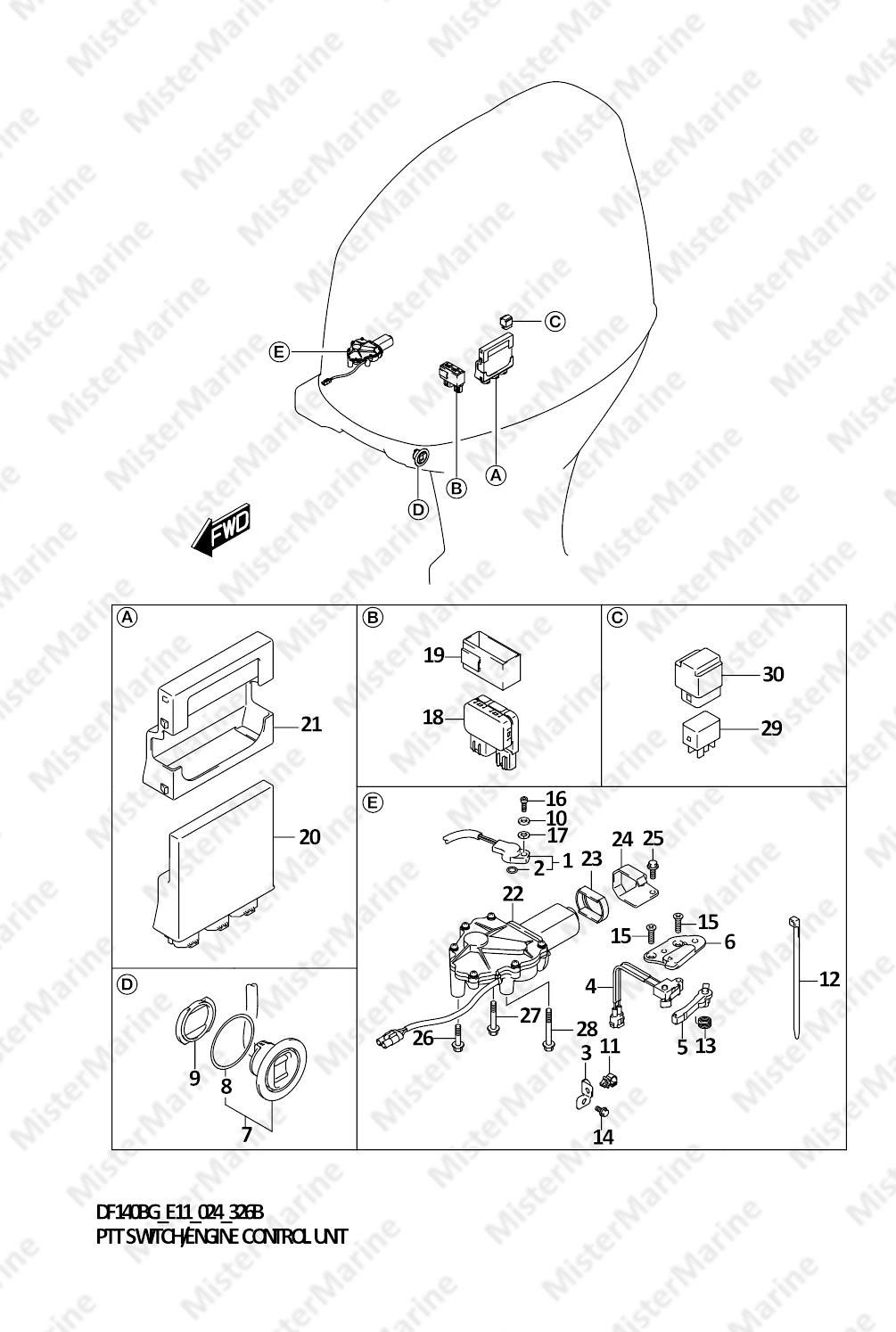 FIG.326B (1-E-2) PTT SWITCH/ENGINE CONTROL UNIT (SEE NOTE)