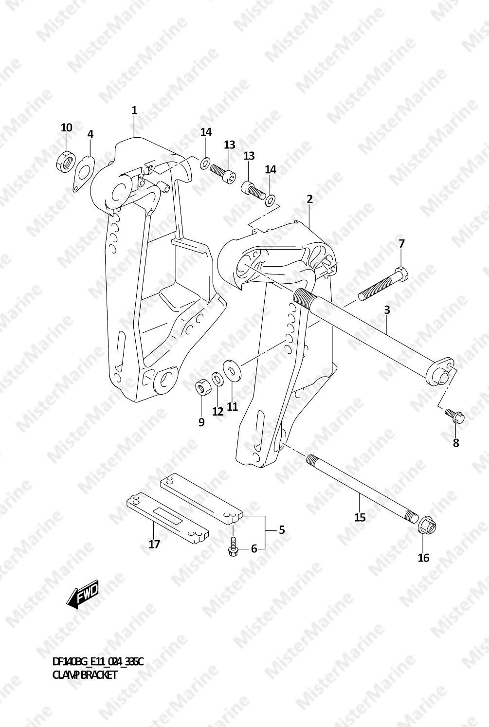 FIG.335C (1-E-6) CLAMP BRACKET ((DF140BG,DF140BZG):E11)