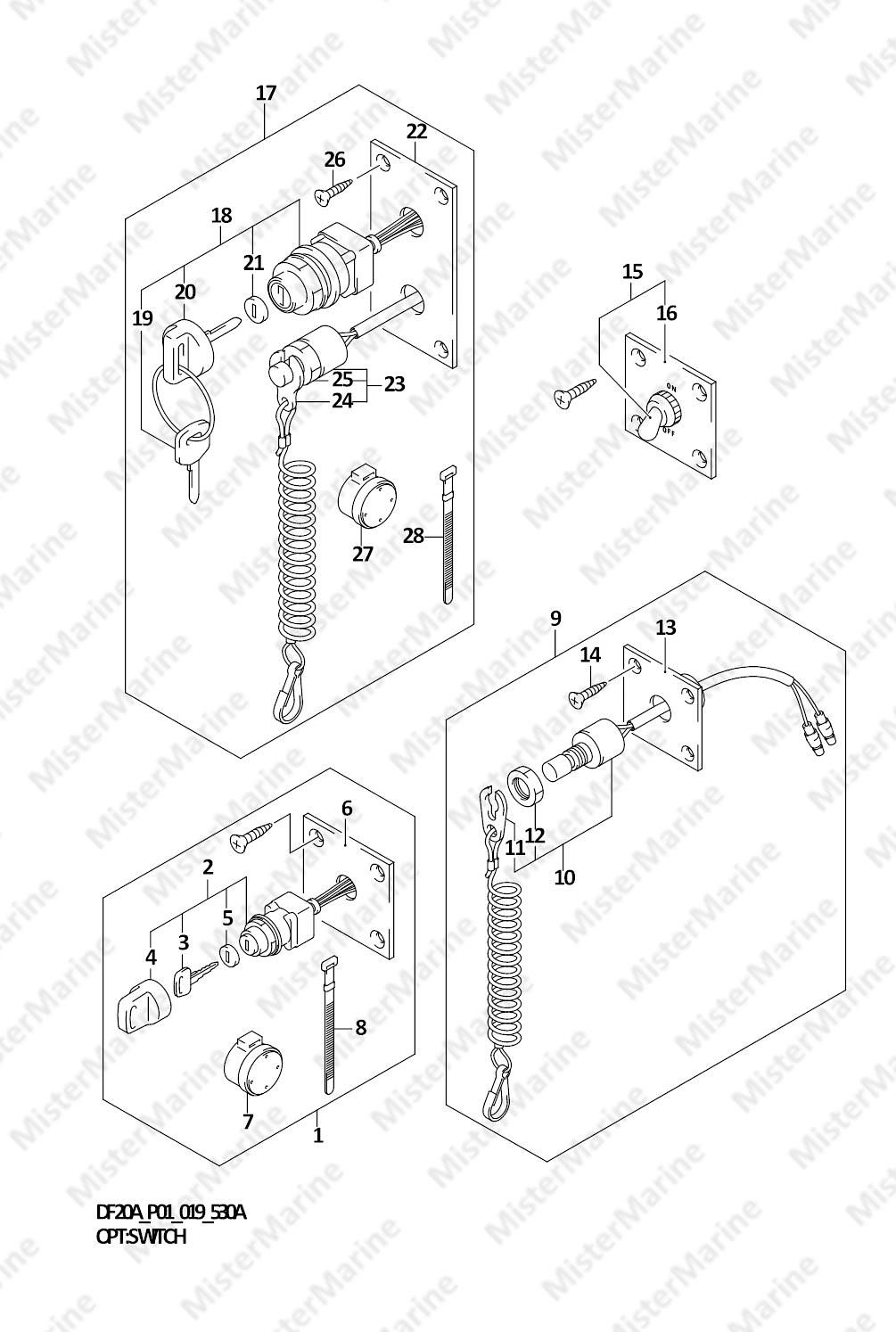 FIG.530A (1-J-5) OPT:SWITCH (DF9.9BR)(DF9.9BT)(DF15AR)(DF15AT)(DF20AR)(DF20AT)