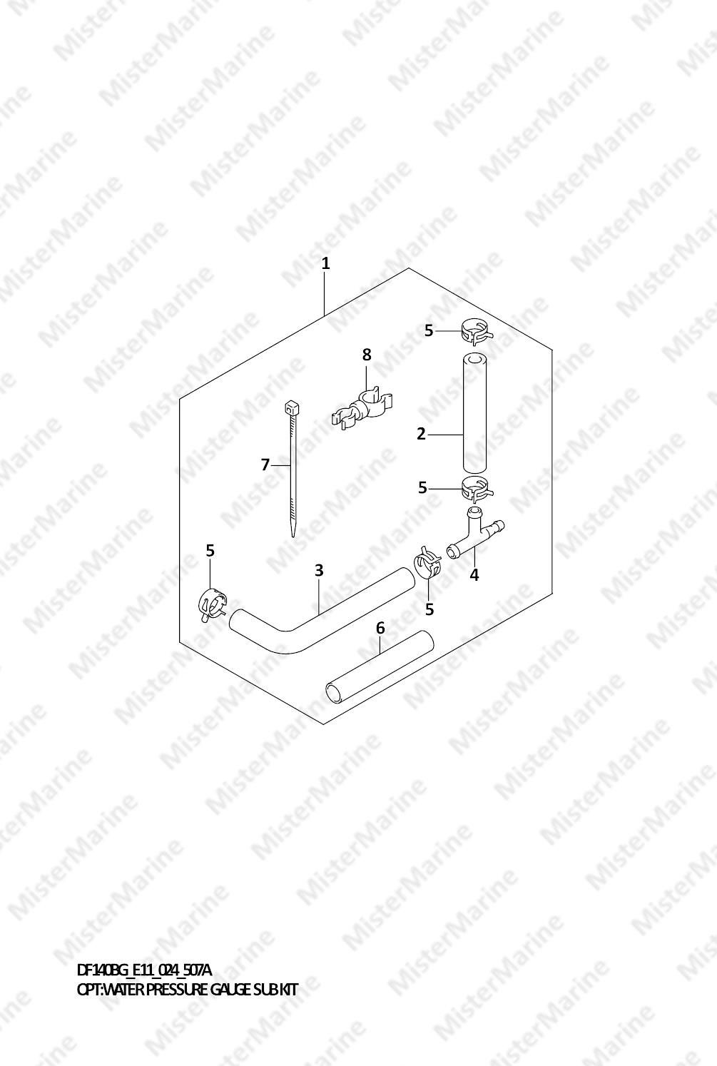 FIG.507A (1-G-8) OPT:WATER PRESSURE GAUGE SUB KIT (SEE NOTE)