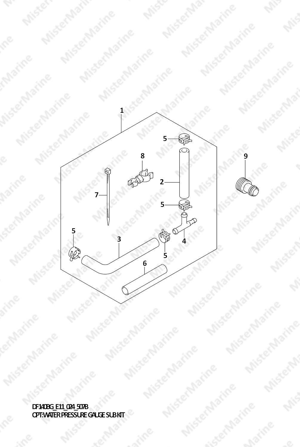 FIG.507B (1-G-9) OPT:WATER PRESSURE GAUGE SUB KIT (SEE NOTE)