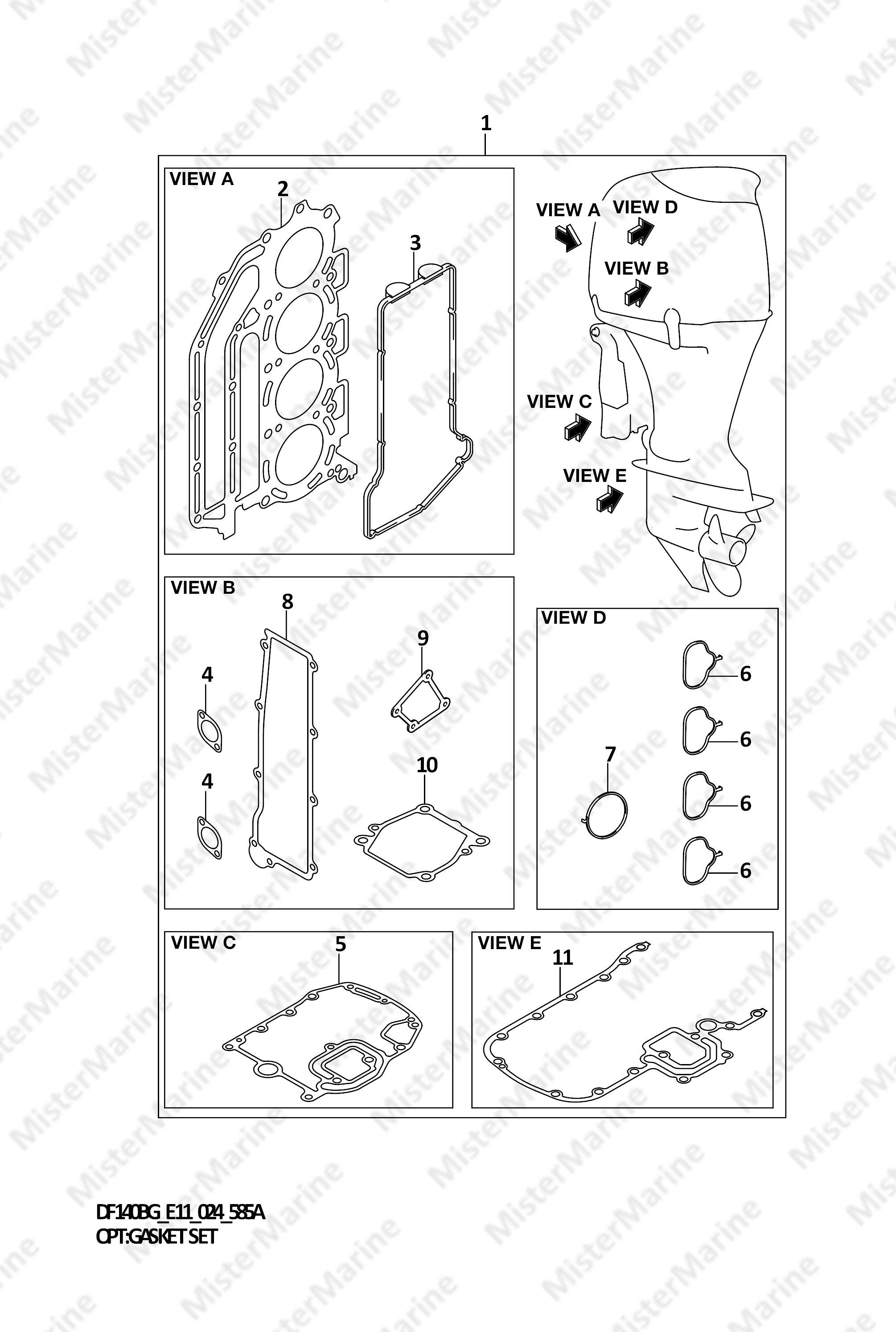FIG.585A (1-H-7) OPT:GASKET SET