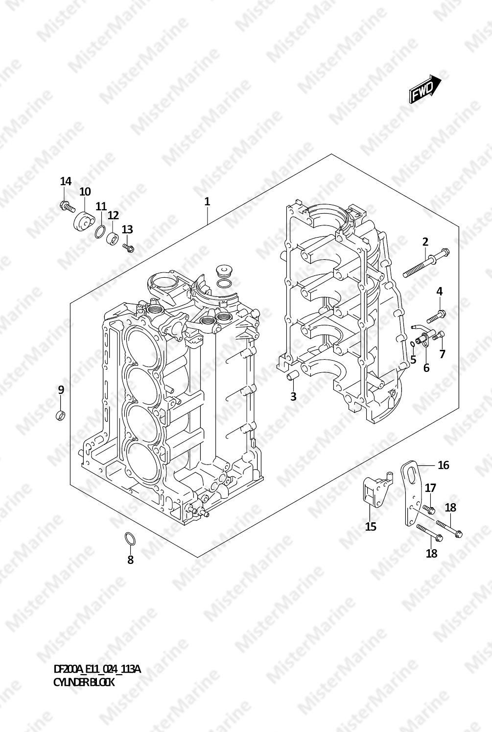 FIG.113A (1-B-4) CYLINDER BLOCK