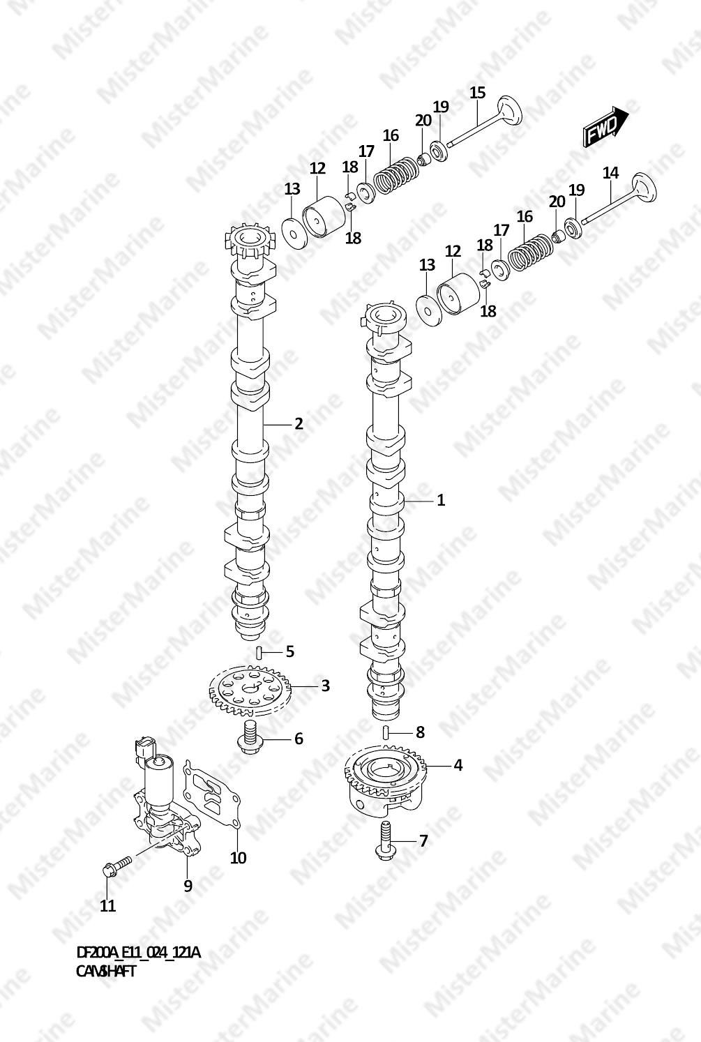 FIG.121A (1-B-8) CAMSHAFT (DF200AT,DF200AZ)