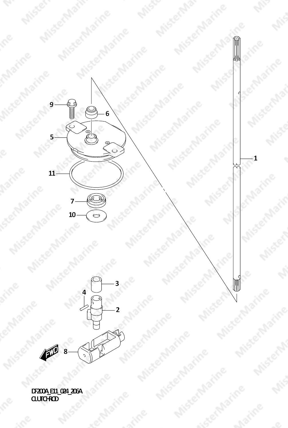 FIG.206A (1-D-4) CLUTCH ROD
