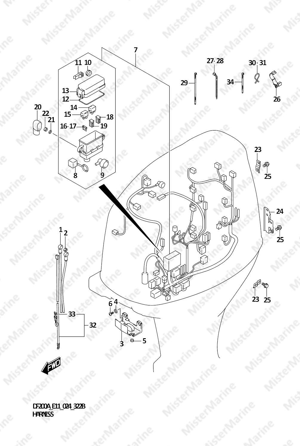 FIG.322B (1-E-4) HARNESS (DF200AT,DF200AZ,DF175AT,DF175AZ)