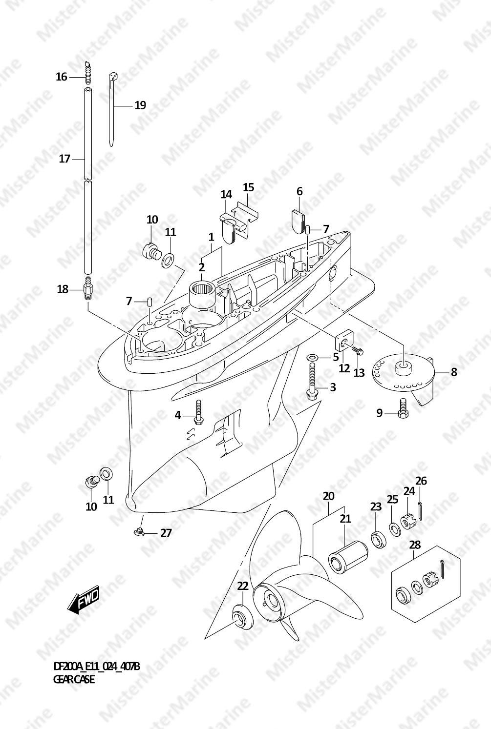 FIG.407B (1-F-8) GEAR CASE (DF175AT,DF150AT)