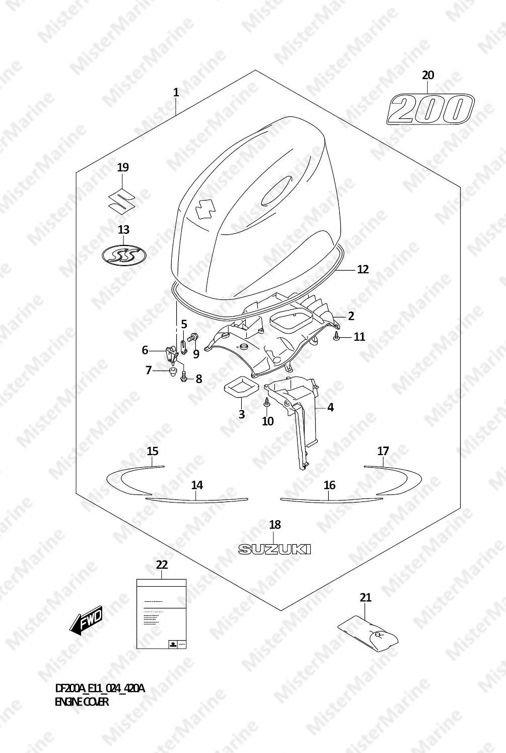 FIG.420A (1-G-3) ENGINE COVER (DF200AT:E03)