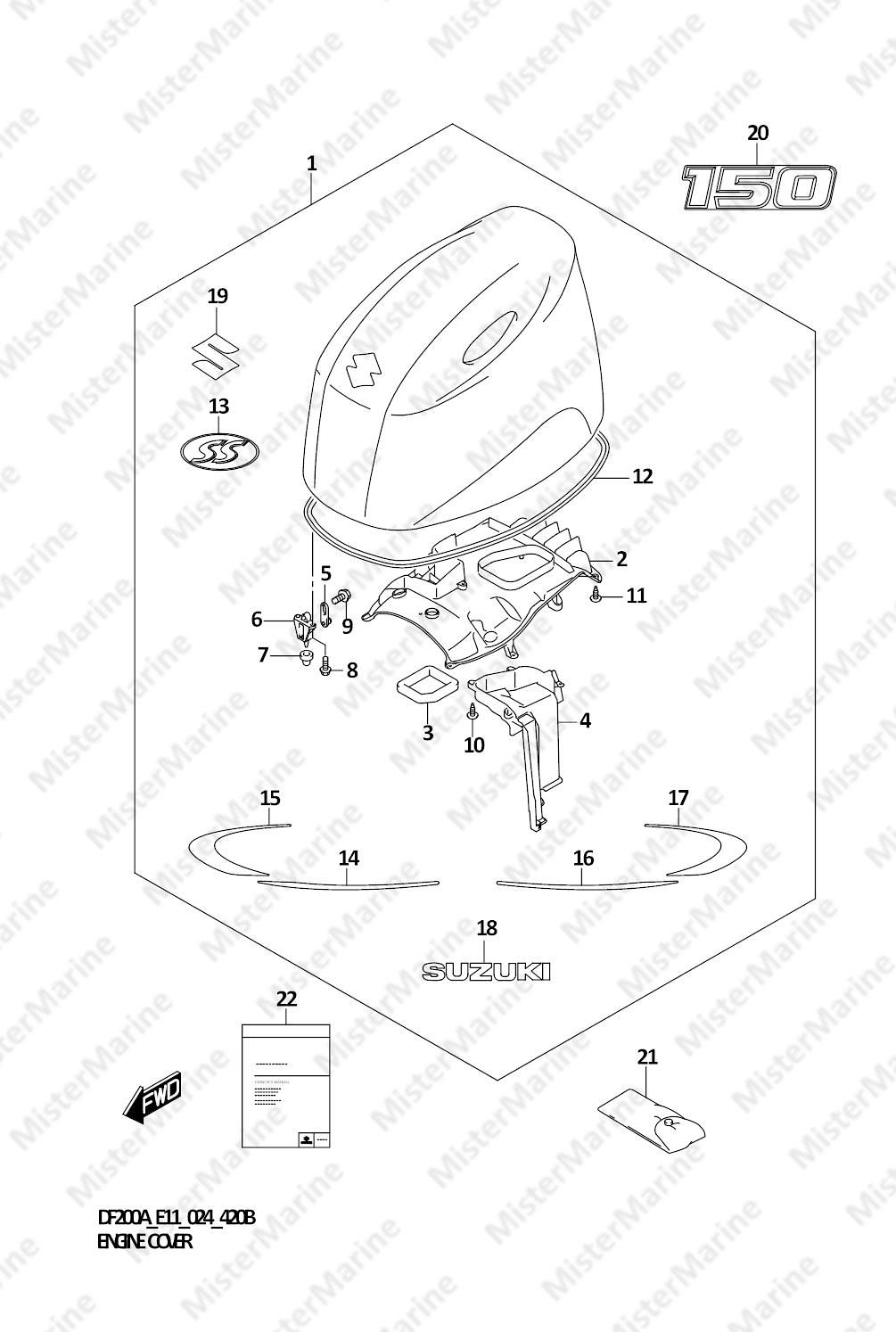 FIG.420B (1-G-4) ENGINE COVER (DF150AS)