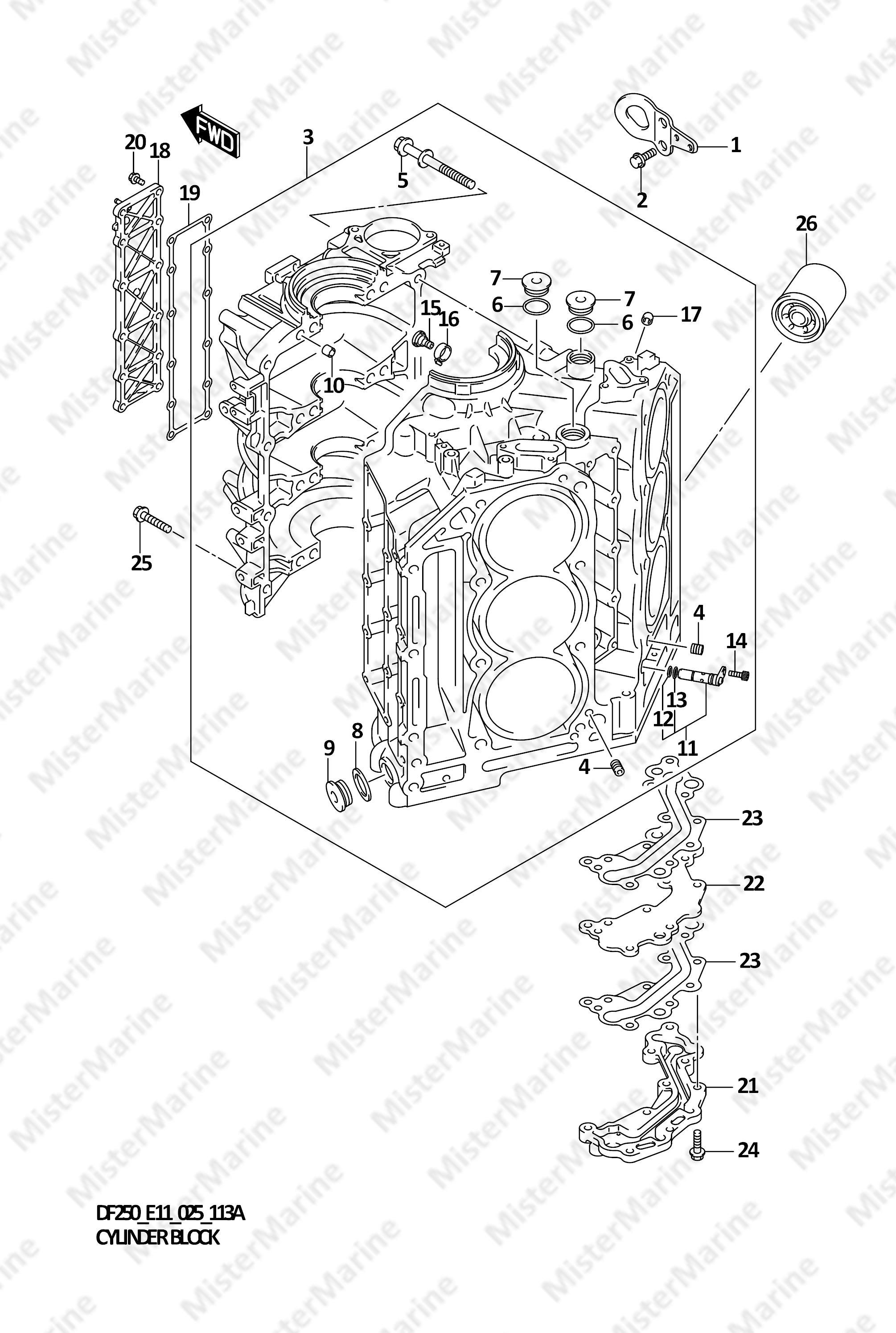 FIG.113A (1-B-8) CYLINDER BLOCK (SEE NOTE)