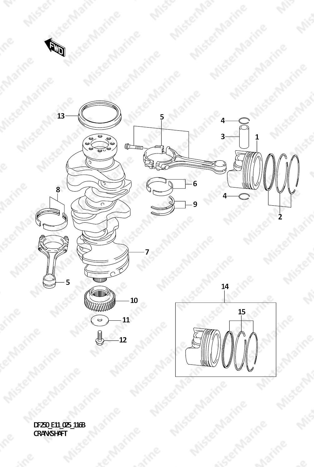 FIG.116B (1-B-12) CRANKSHAFT (DF250ST)