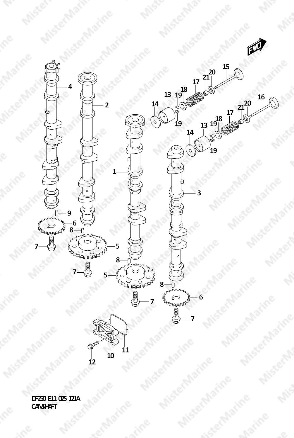 FIG.121A (1-C-2) CAMSHAFT ((DF200T,DF200Z):024)