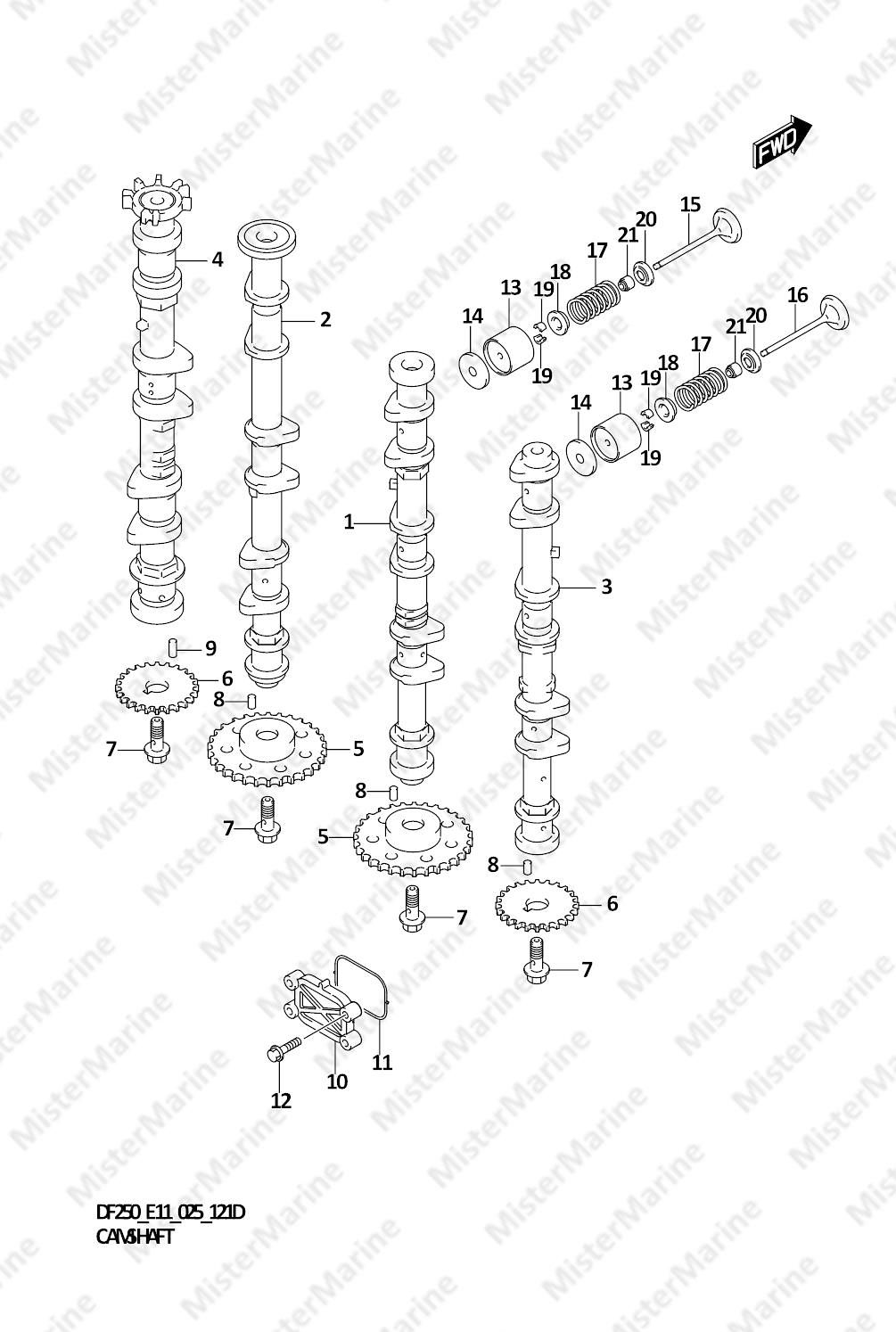 FIG.121D (1-C-8) CAMSHAFT ((DF225T,DF225Z):025)