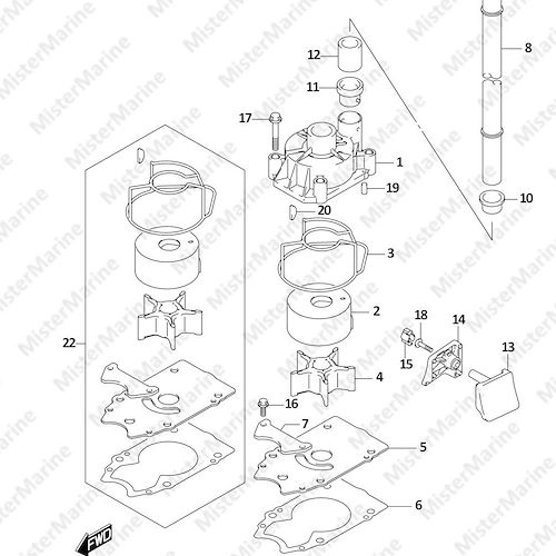 FIG.160B (1-E-7) WATER PUMP (DF250ST)