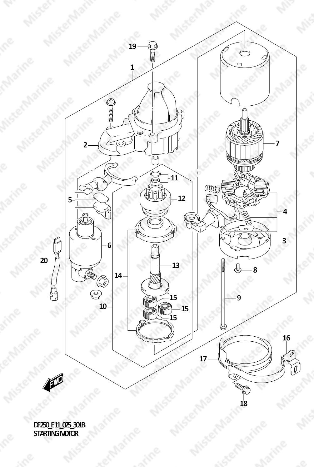 FIG.301B (1-H-4) STARTING MOTOR (025)