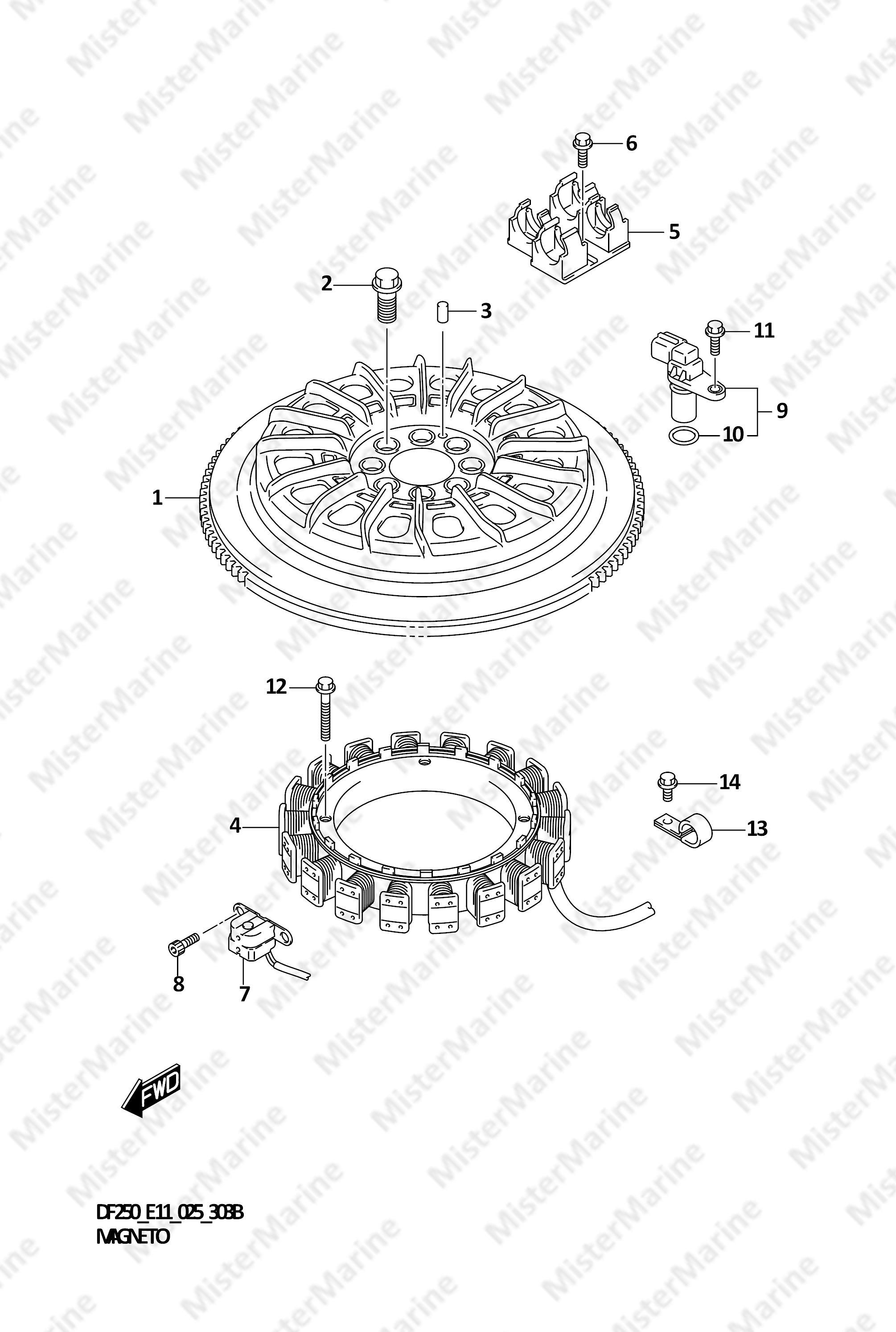 FIG.303B (1-H-6) MAGNETO (DF250T,DF250Z,DF250ST)