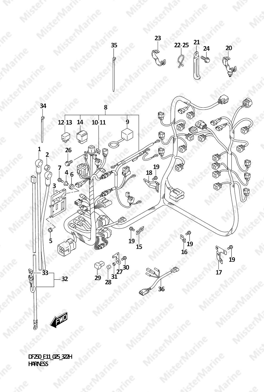 FIG.322H (1-I-14) HARNESS ((DF250T,DF250Z):025)