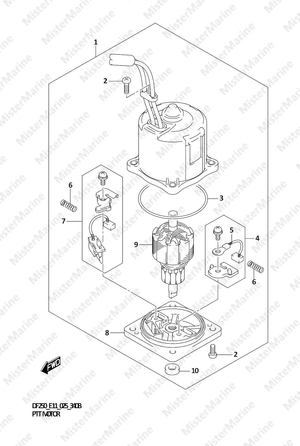 FIG.340B (1-K-5) PTT MOTOR (W/TRANSOM(X),W/TRANSOM(XX))