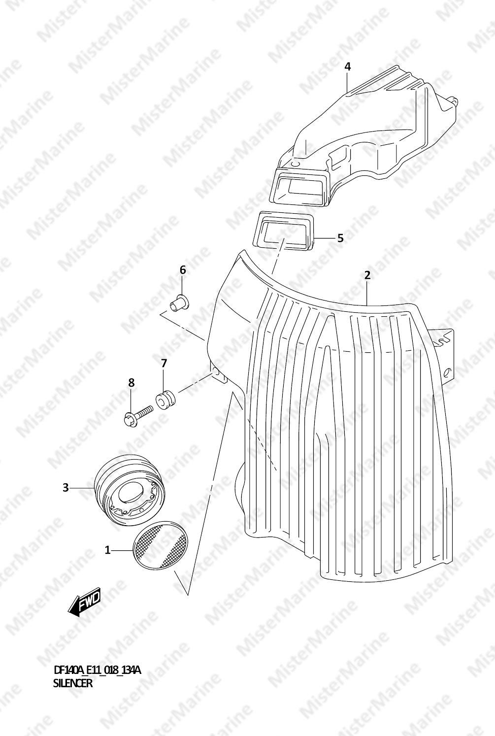 FIG.134A (1-B-9) SILENCER (DF100AT)