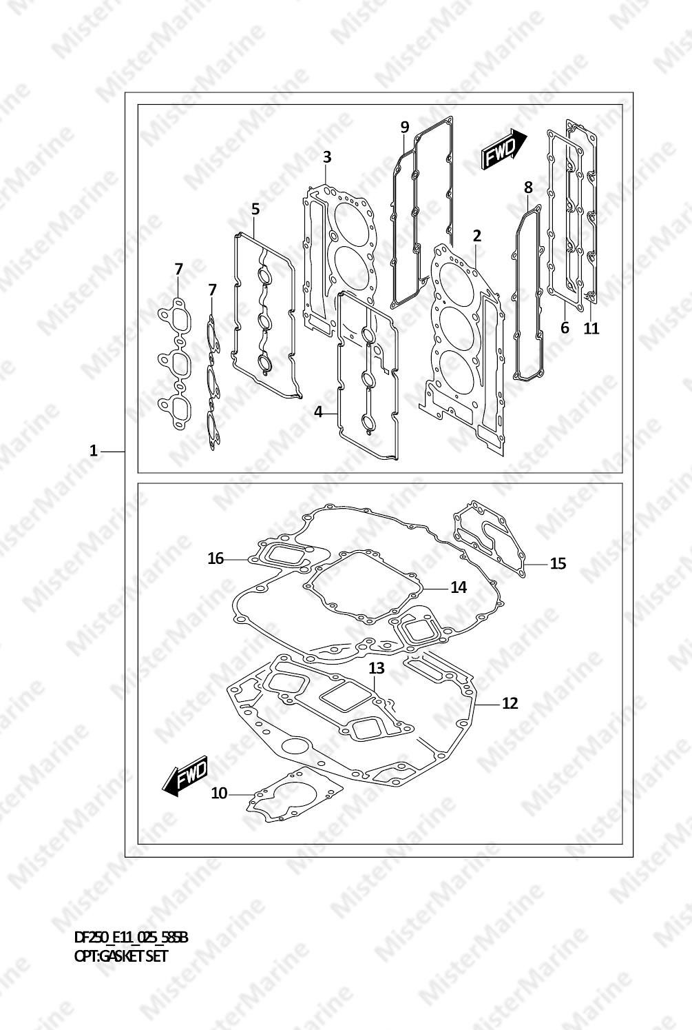 FIG.585B (2-E-7) OPT:GASKET SET (DF250ST)