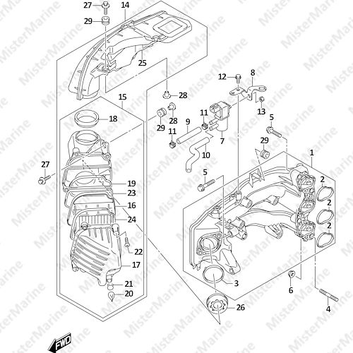 FIG.122A (1-B-7) INTAKE MANIFOLD (DF25A,DF25AT)