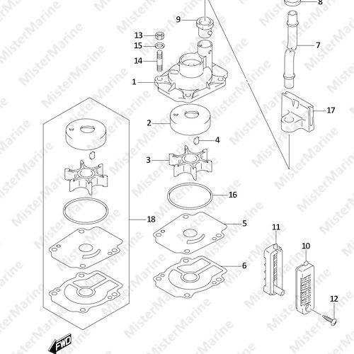 FIG.160B (1-C-3) WATER PUMP (DF30A)