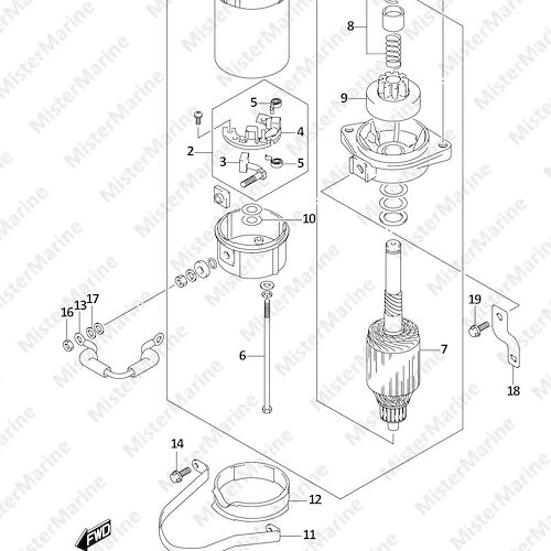 FIG.301B (1-D-3) STARTING MOTOR (DF25AT,DF30AT)