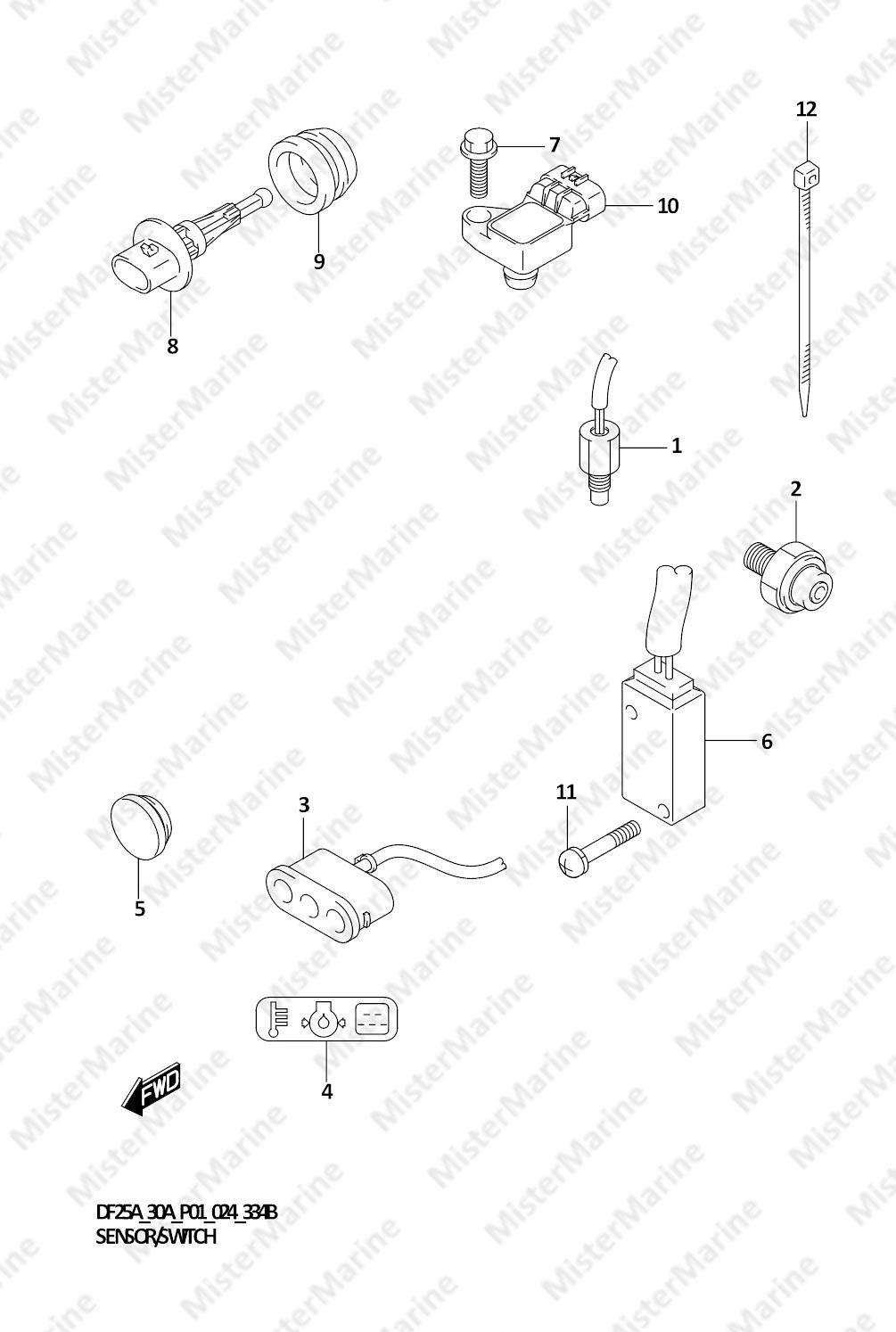 FIG.334B (1-E-6) SENSOR/SWITCH (DF30AR)