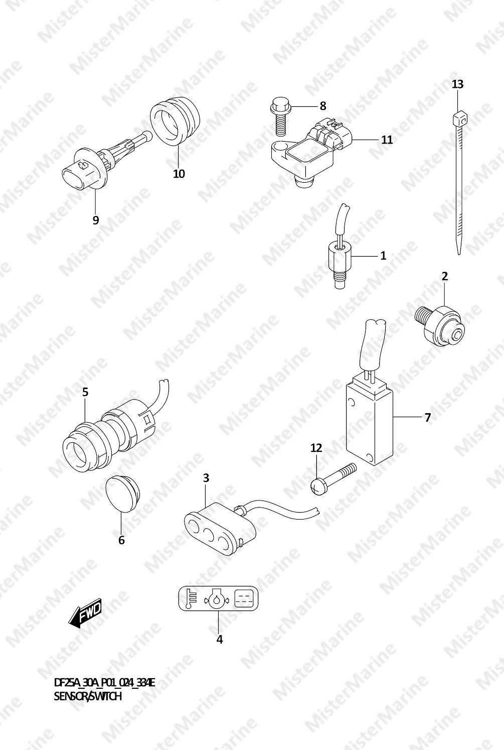 FIG.334E (1-E-9) SENSOR/SWITCH (DF30A)