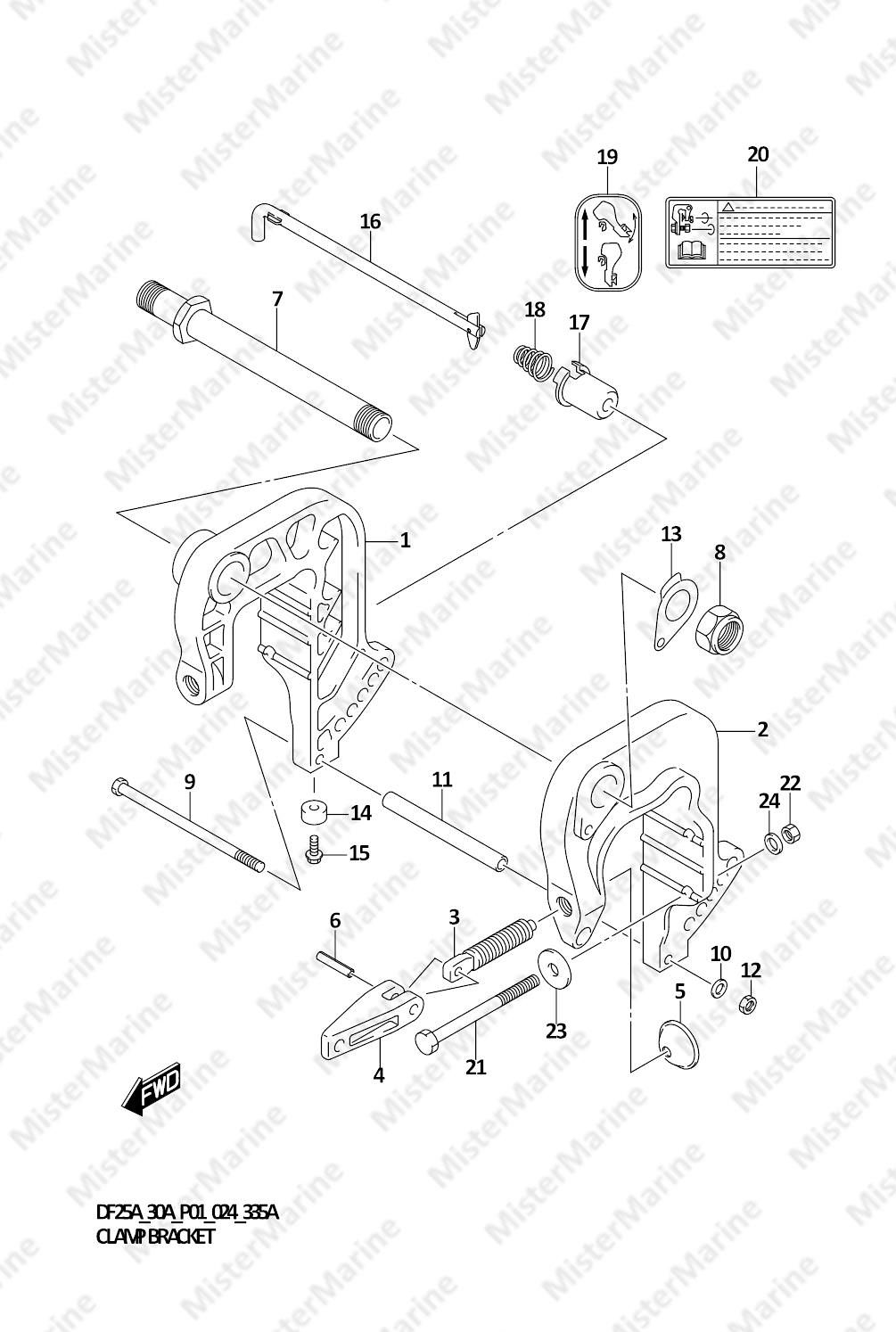 FIG.335A (1-E-10) CLAMP BRACKET (DF25A,DF30AR)