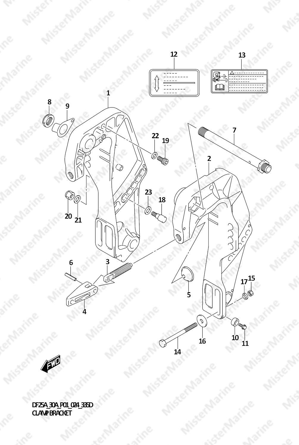 FIG.335D (1-E-13) CLAMP BRACKET (DF30AQ)