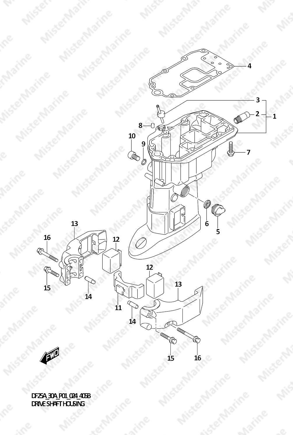 FIG.405B (1-F-14) DRIVE SHAFT HOUSING (SEE NOTE)