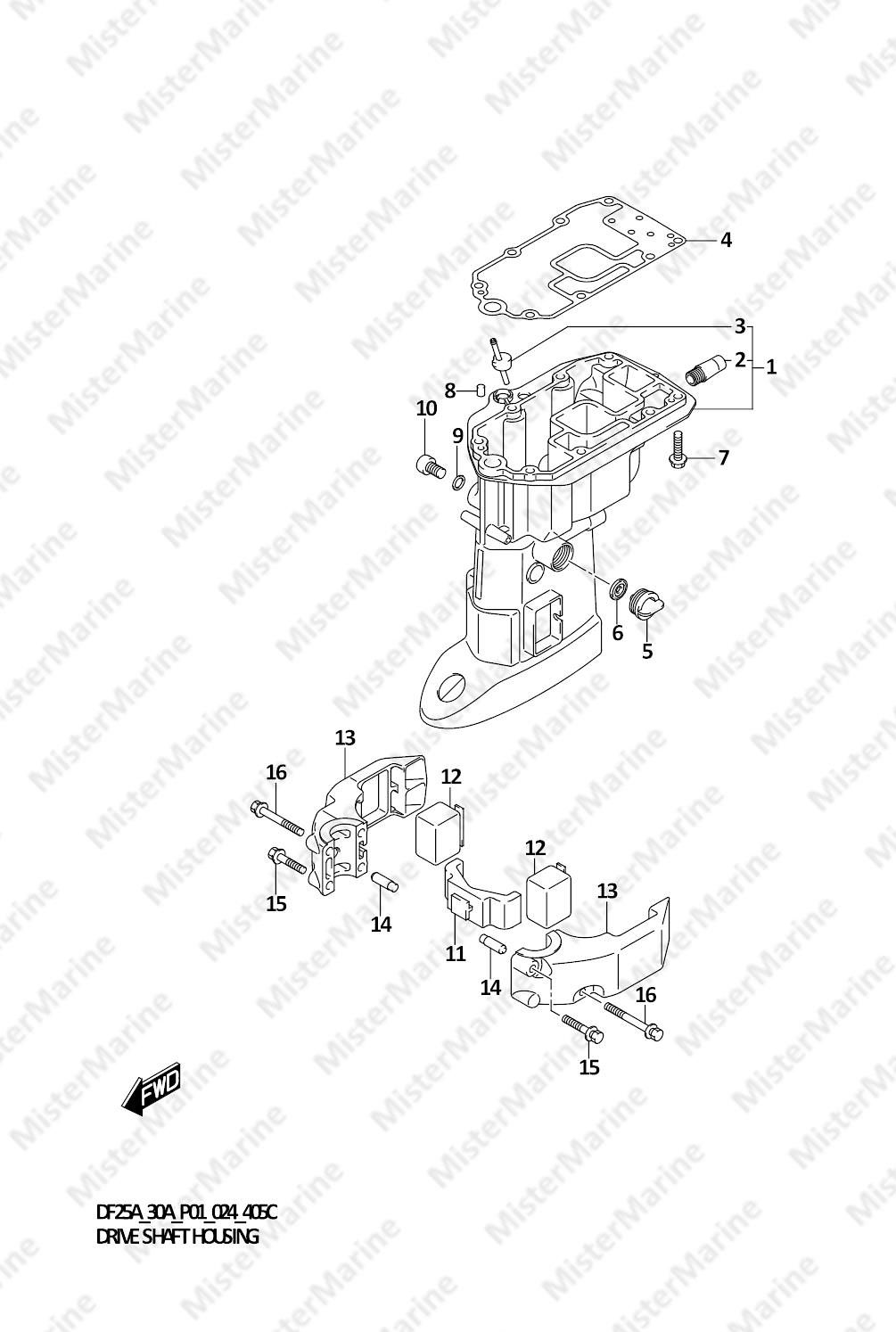 FIG.405C (1-G-2) DRIVE SHAFT HOUSING (DF30AQ)