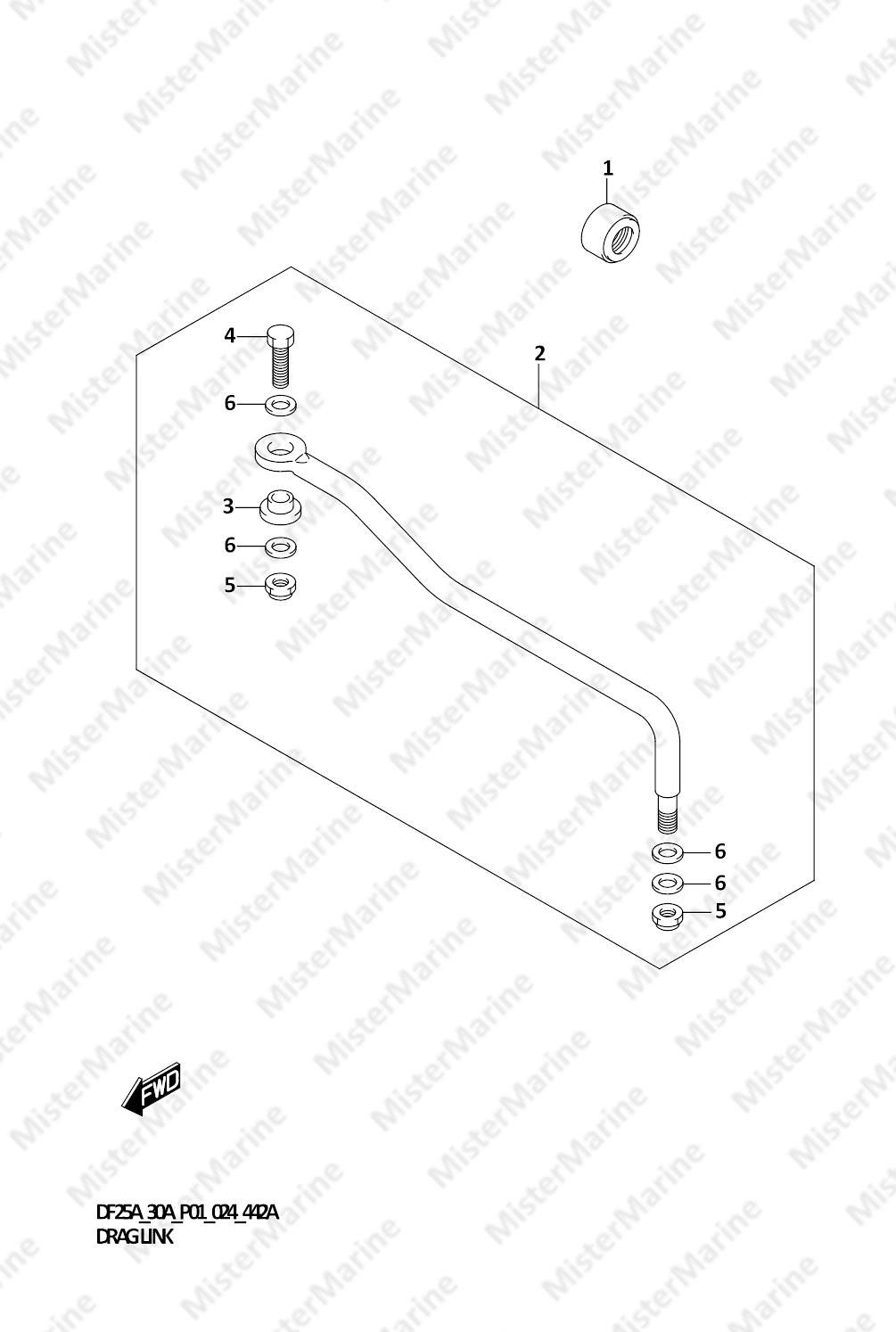 FIG.442A (1-H-7) DRAG LINK (DF25AT,DF30AR,DF30AT)