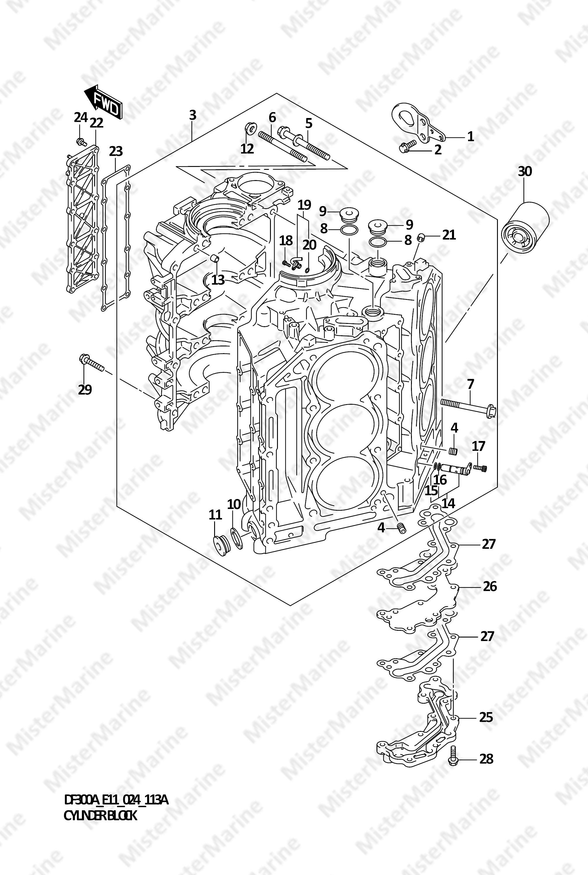 FIG.113A (1-B-4) CYLINDER BLOCK