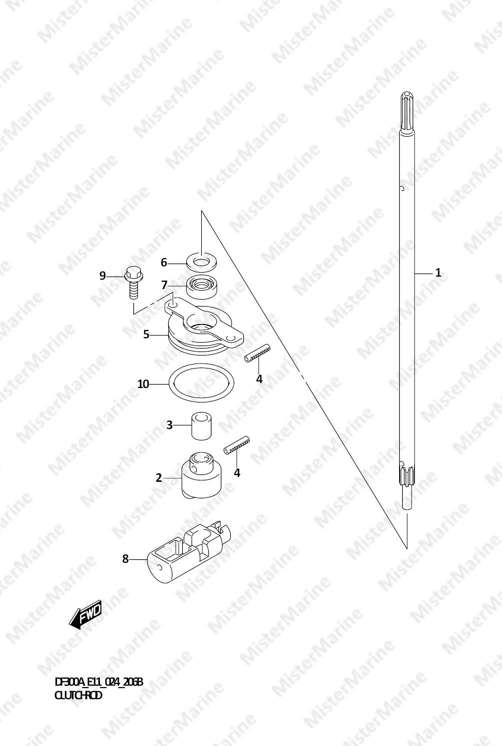 FIG.206B (1-D-2) CLUTCH ROD (DF250ATSS)