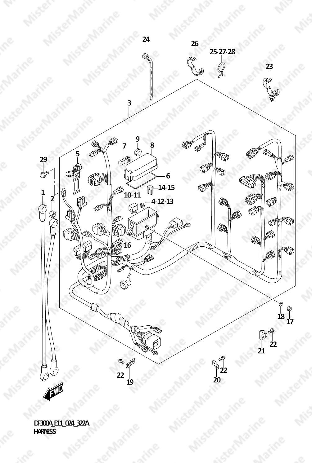 FIG.322A (1-D-14) HARNESS (DF300A,DF250A)