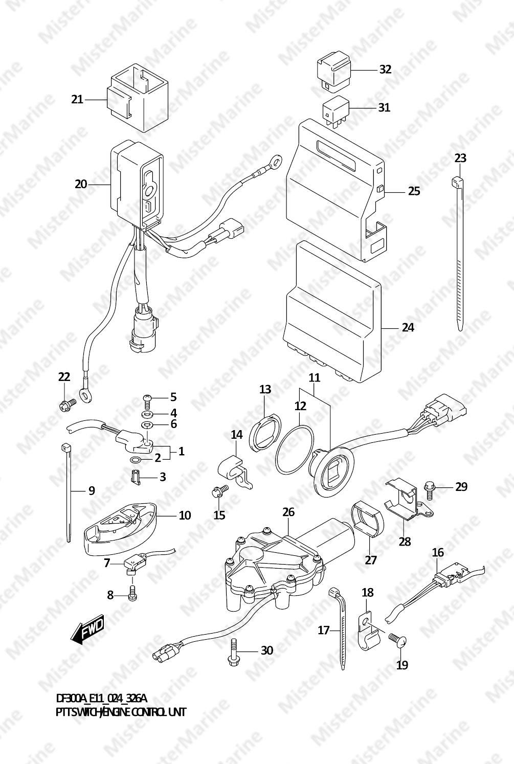 FIG.326A (1-D-16) PTT SWITCH/ENGINE CONTROL UNIT (DF250ATSS)