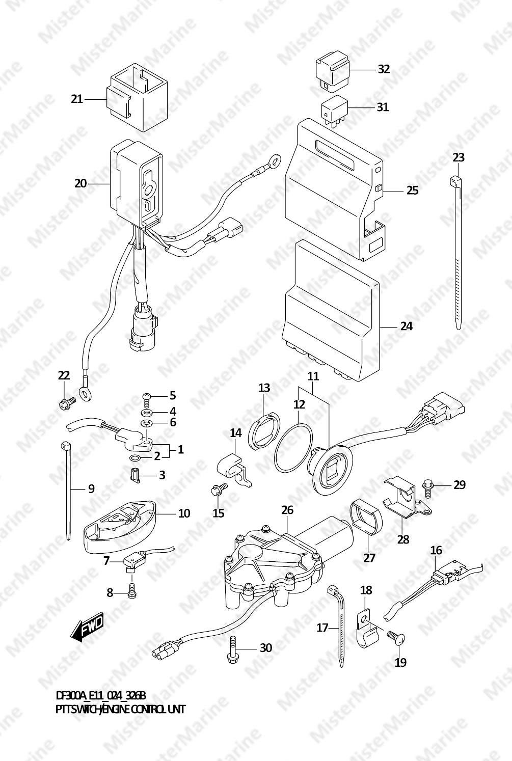 FIG.326B (1-E-2) PTT SWITCH/ENGINE CONTROL UNIT (DF300A)